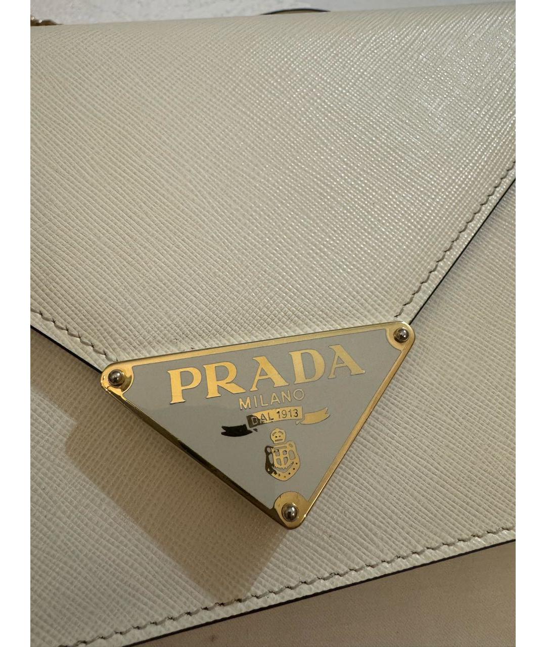PRADA Белая кожаная сумка через плечо, фото 6