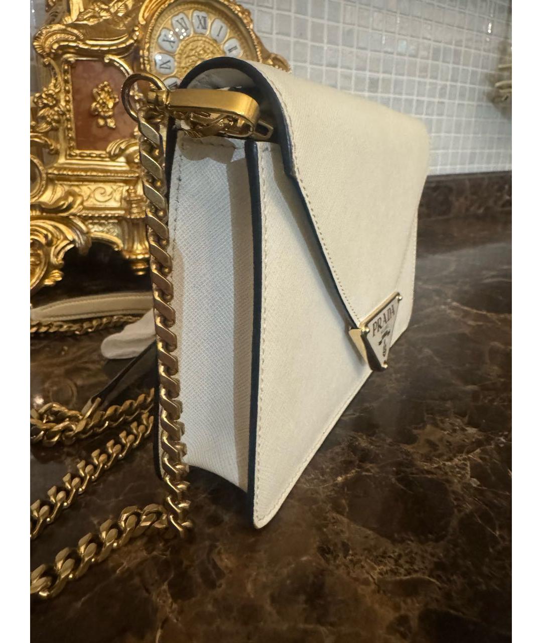 PRADA Белая кожаная сумка через плечо, фото 2