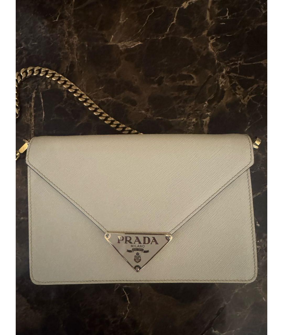 PRADA Белая кожаная сумка через плечо, фото 7