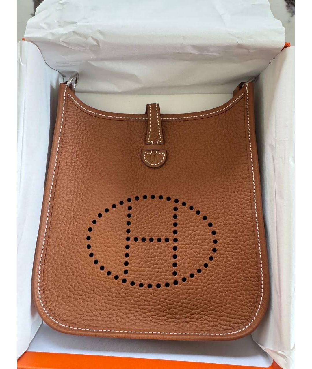 HERMES Коричневая кожаная сумка через плечо, фото 8