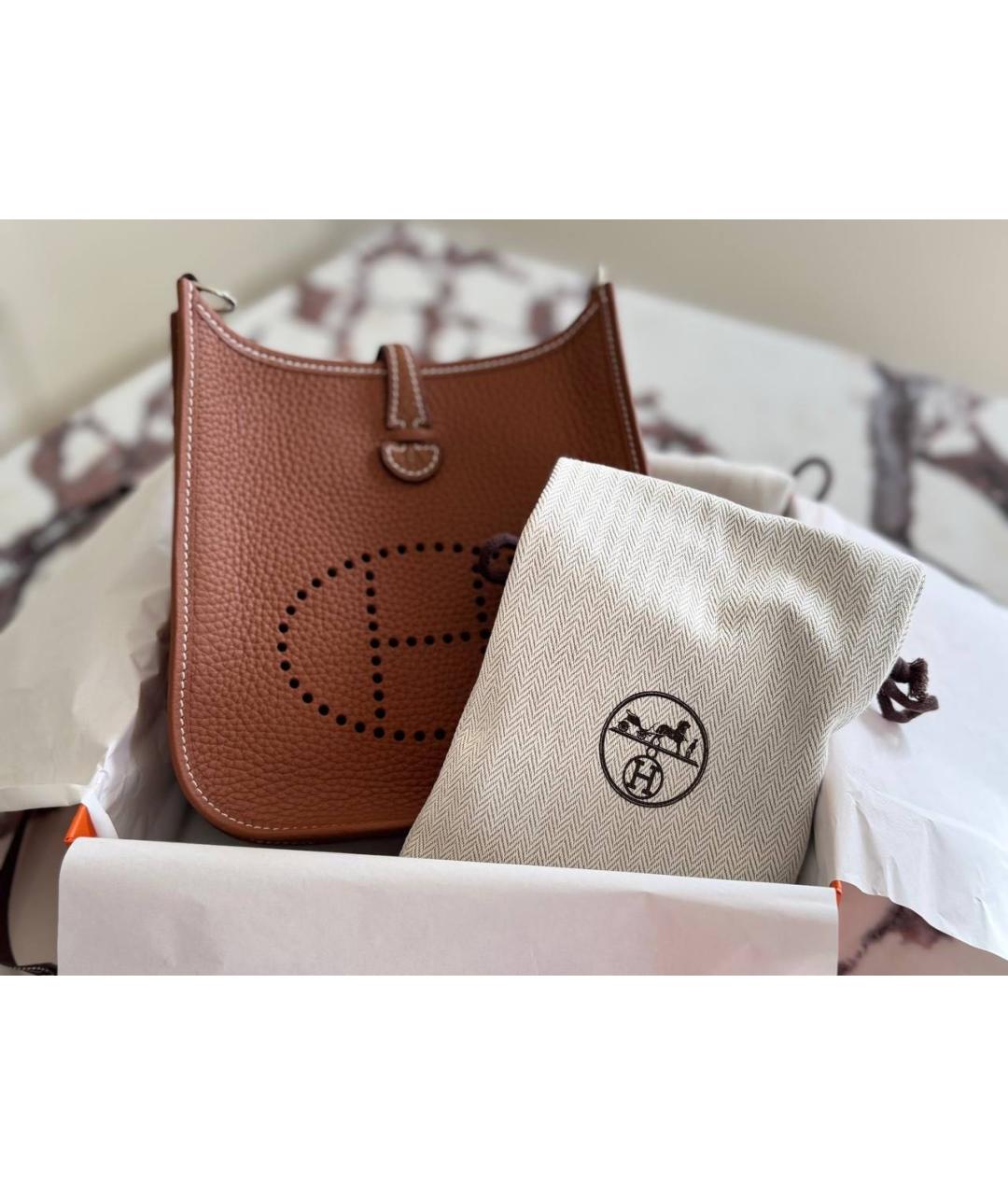 HERMES Коричневая кожаная сумка через плечо, фото 2