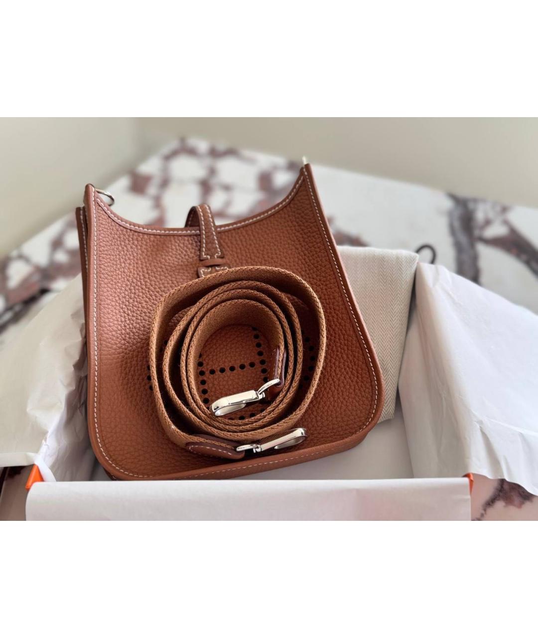 HERMES Коричневая кожаная сумка через плечо, фото 5