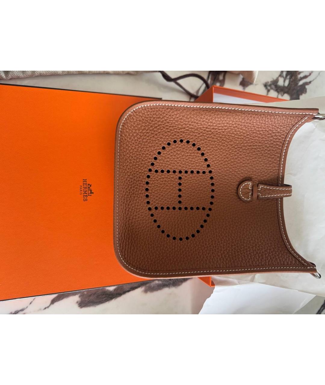 HERMES Коричневая кожаная сумка через плечо, фото 6