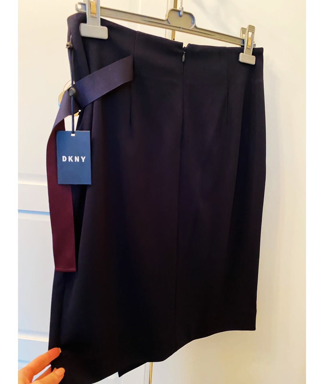 DKNY Темно-синяя юбка миди, фото 7