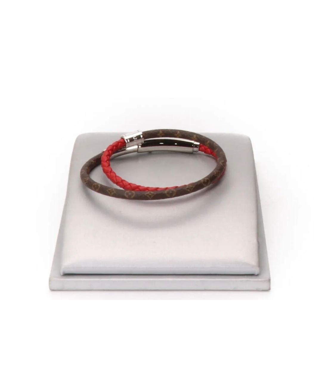 LOUIS VUITTON Бордовый кожаный браслет, фото 3