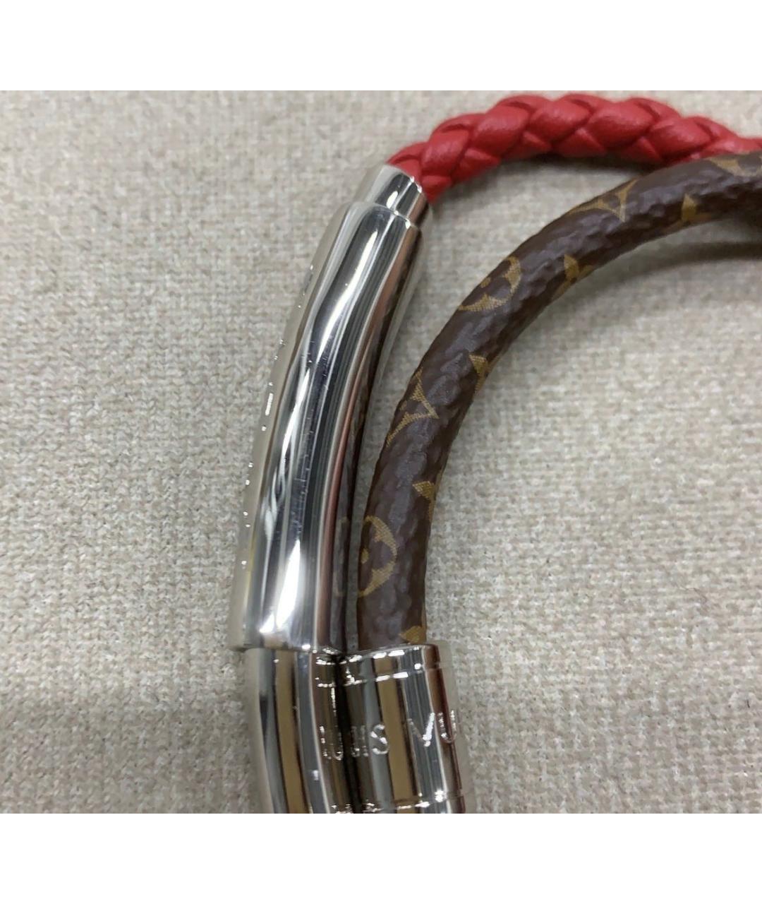 LOUIS VUITTON Бордовый кожаный браслет, фото 5