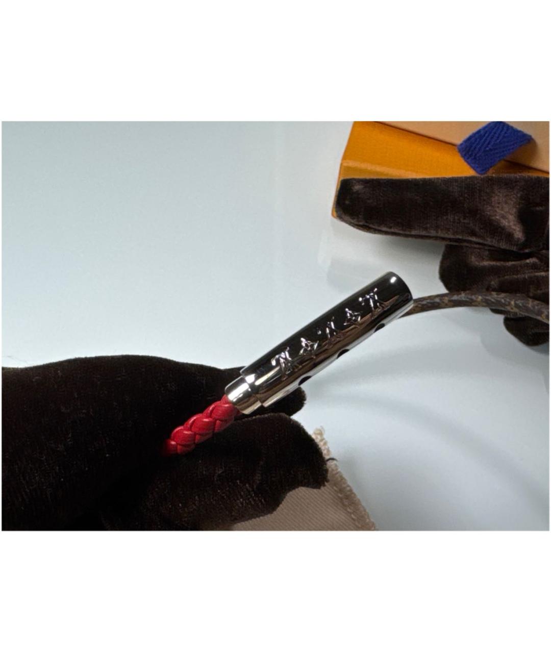 LOUIS VUITTON Бордовый кожаный браслет, фото 7