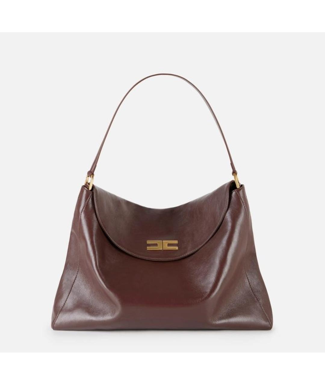 ELISABETTA FRANCHI Коричневая кожаная сумка тоут, фото 5