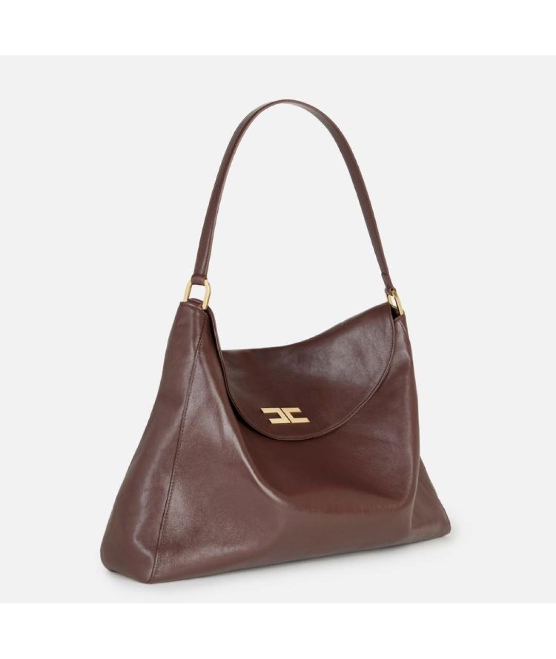 ELISABETTA FRANCHI Коричневая кожаная сумка тоут, фото 2