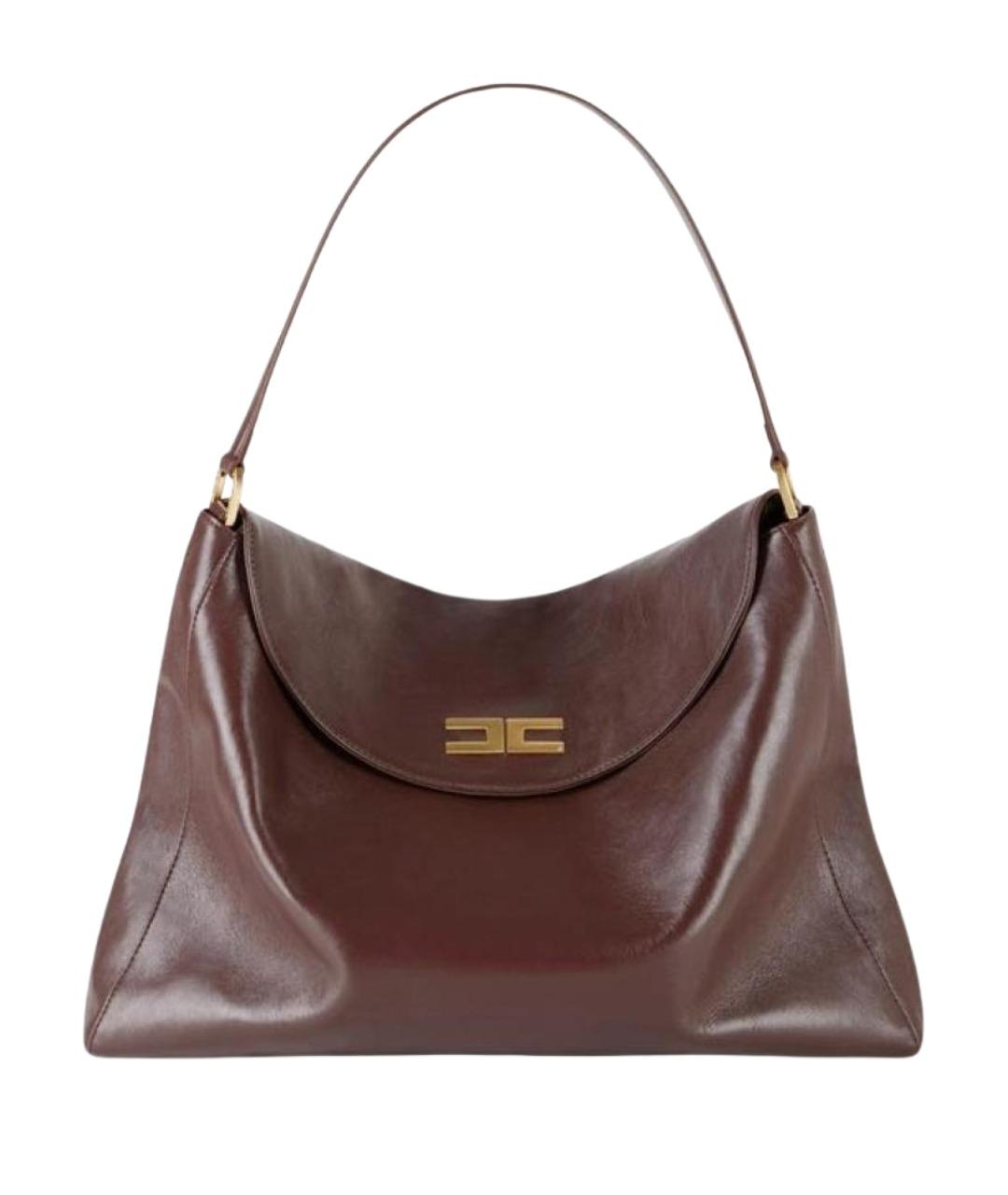 ELISABETTA FRANCHI Коричневая кожаная сумка тоут, фото 1