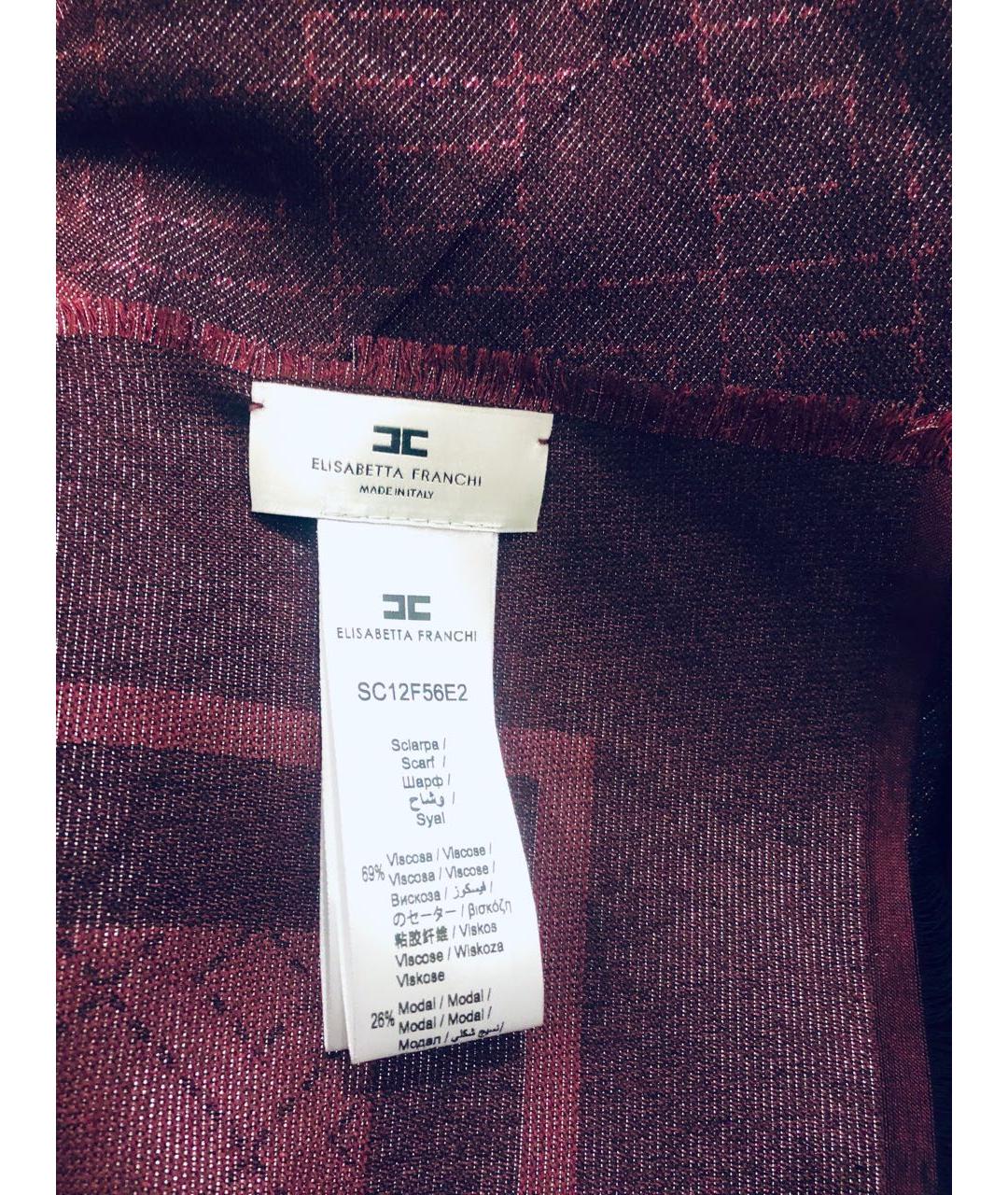 ELISABETTA FRANCHI Бордовый платок, фото 6