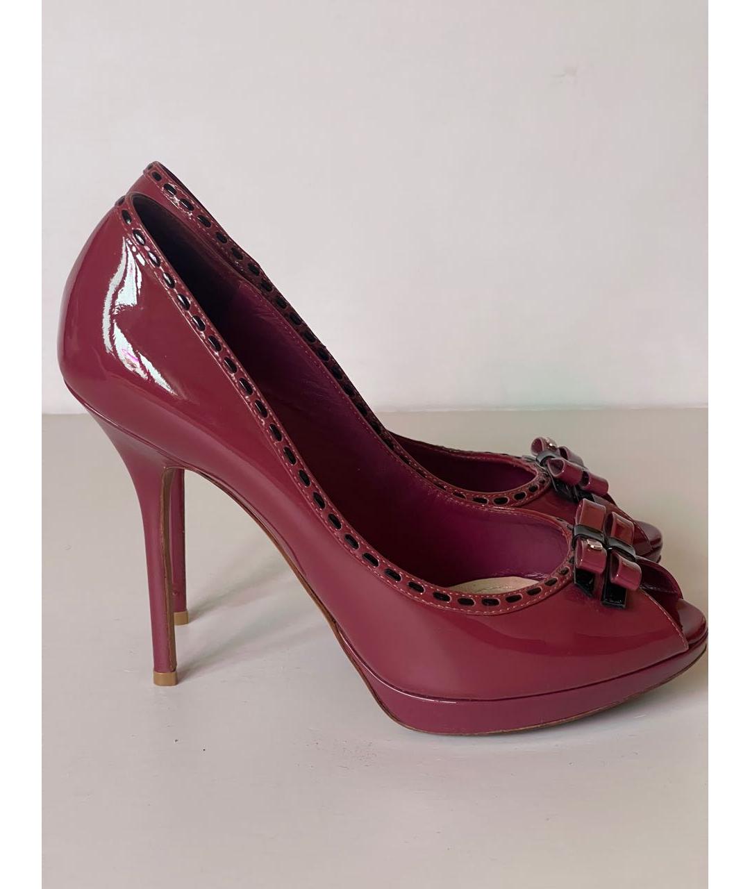 CHRISTIAN DIOR Бордовые туфли из лакированной кожи, фото 6