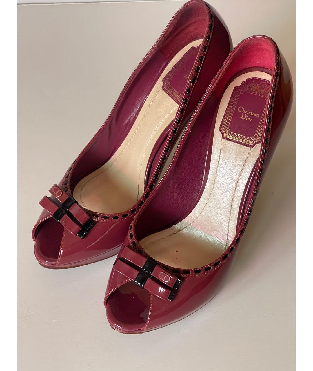 CHRISTIAN DIOR Бордовые туфли из лакированной кожи, фото 8