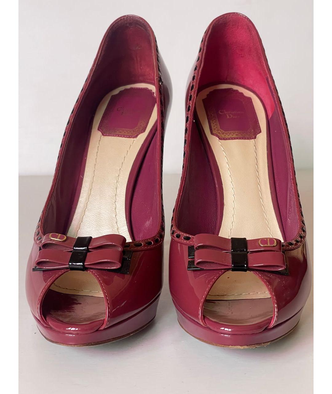 CHRISTIAN DIOR Бордовые туфли из лакированной кожи, фото 2