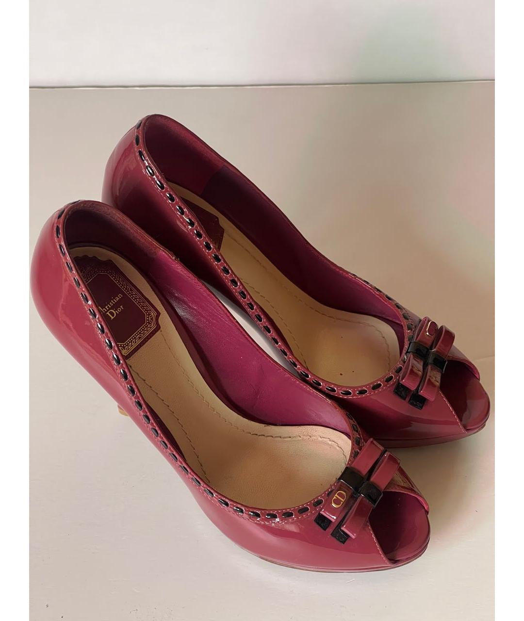 CHRISTIAN DIOR Бордовые туфли из лакированной кожи, фото 7