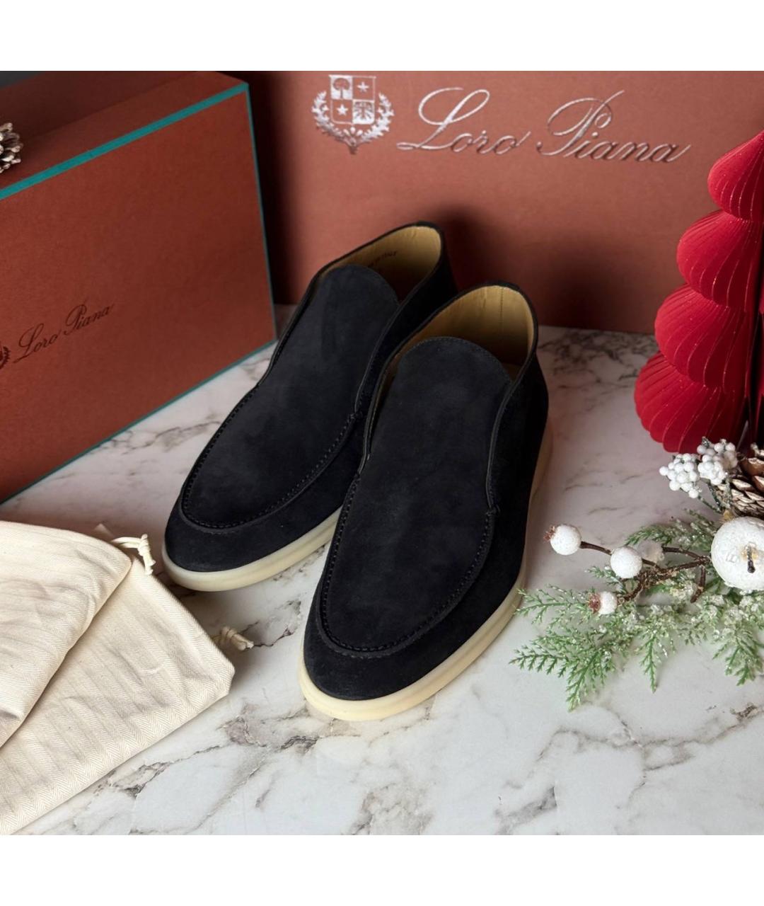 LORO PIANA Темно-синие замшевые лоферы, фото 5