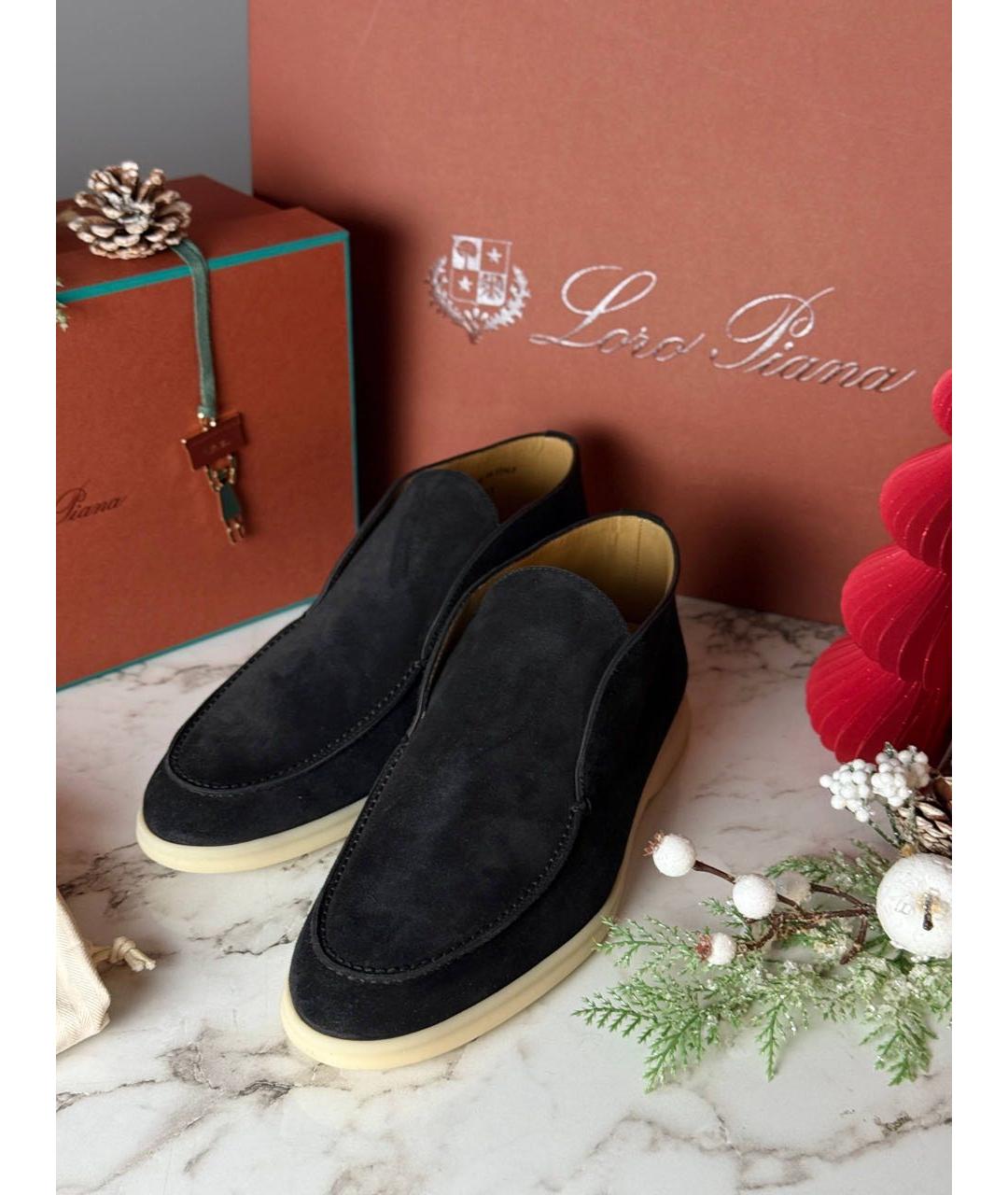 LORO PIANA Темно-синие замшевые лоферы, фото 3