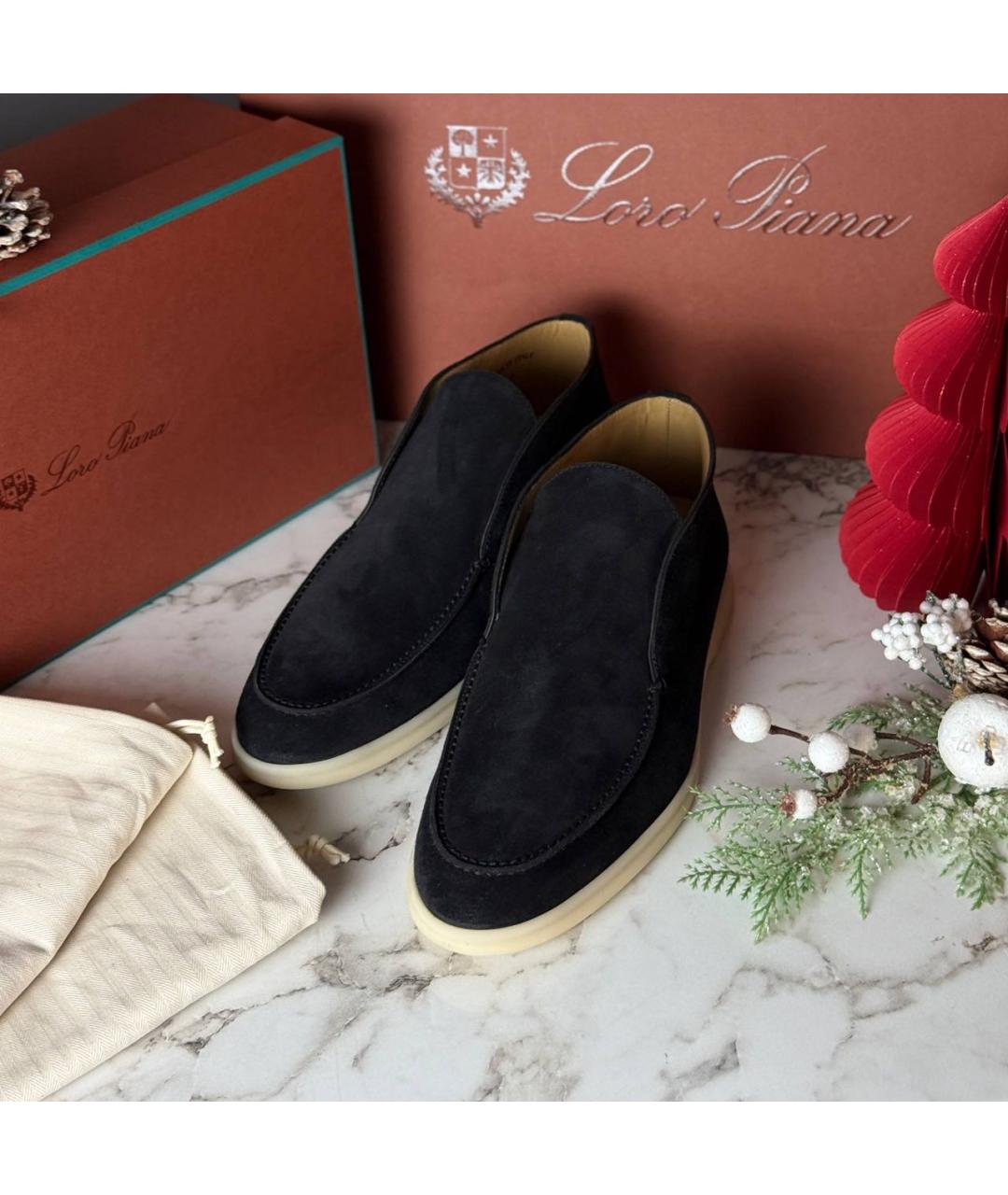 LORO PIANA Темно-синие замшевые лоферы, фото 2