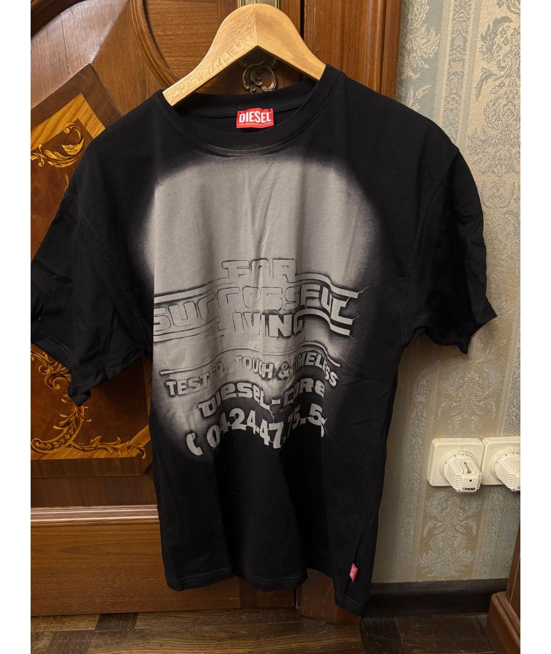 DIESEL Черная хлопковая футболка, фото 3