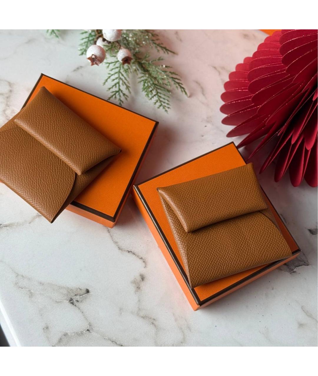 HERMES Коричневый кожаный кошелек, фото 3