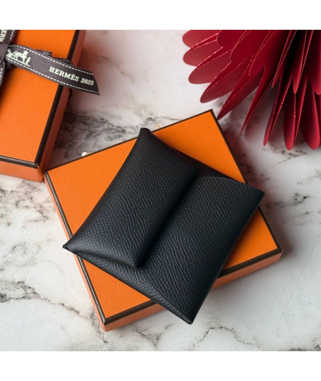 HERMES Черный кожаный кошелек, фото 2