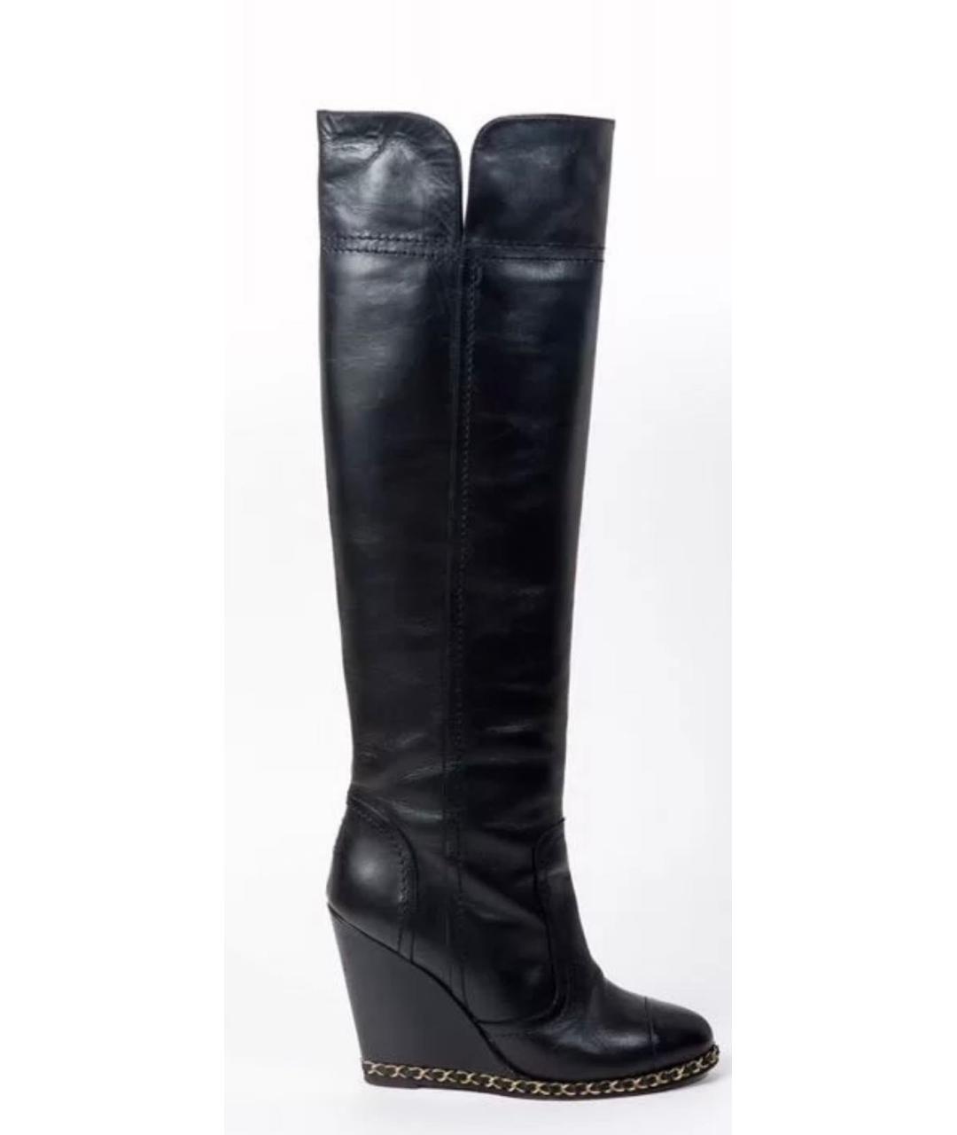 CHANEL Черные кожаные ботфорты, фото 8