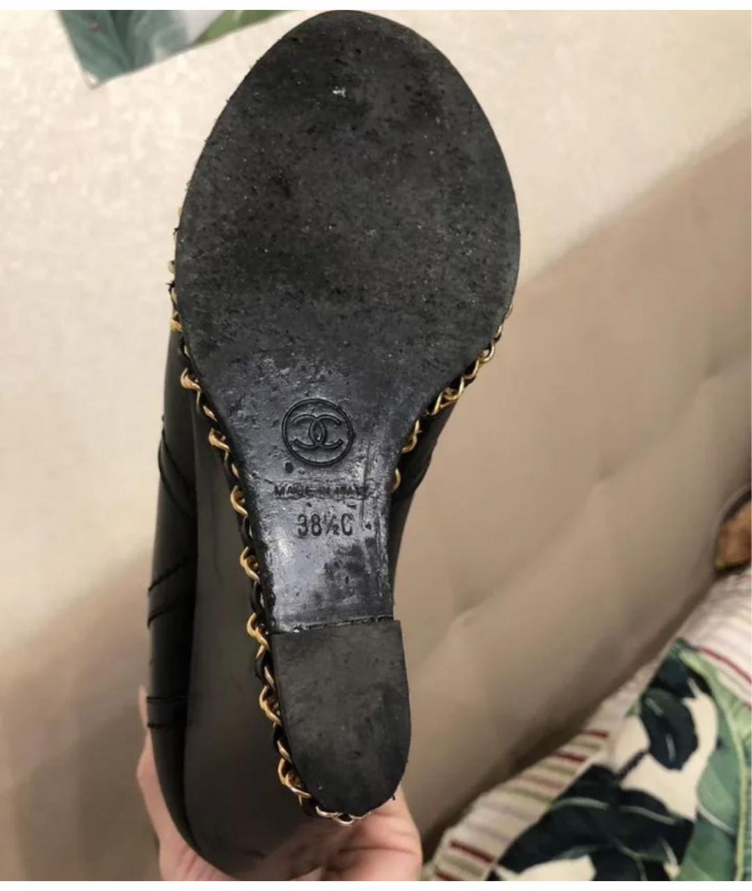 CHANEL Черные кожаные ботфорты, фото 7
