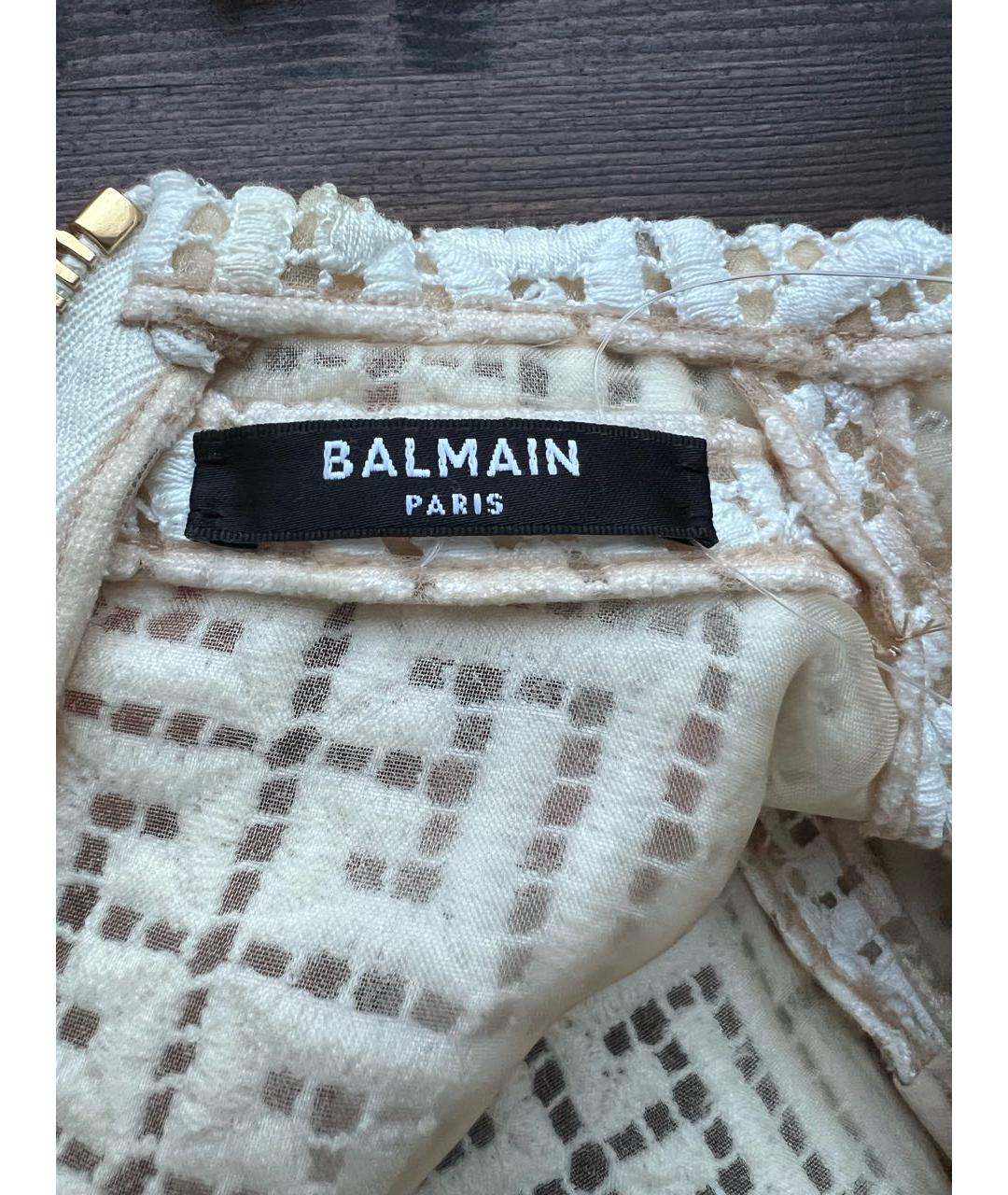 BALMAIN Белое шифоновое коктейльное платье, фото 5