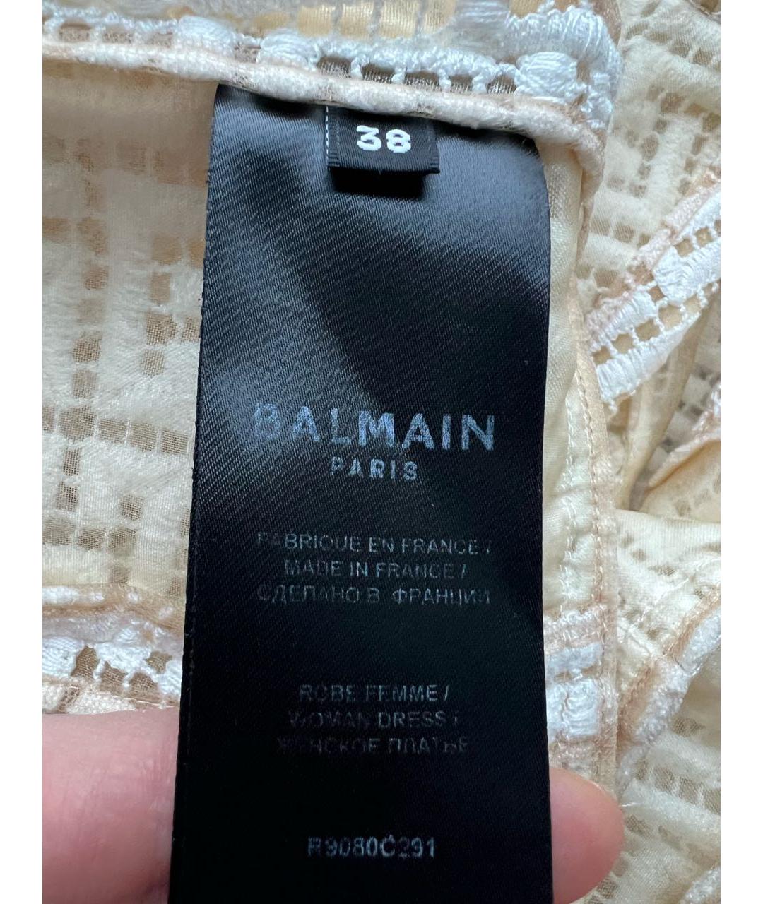 BALMAIN Белое шифоновое коктейльное платье, фото 6