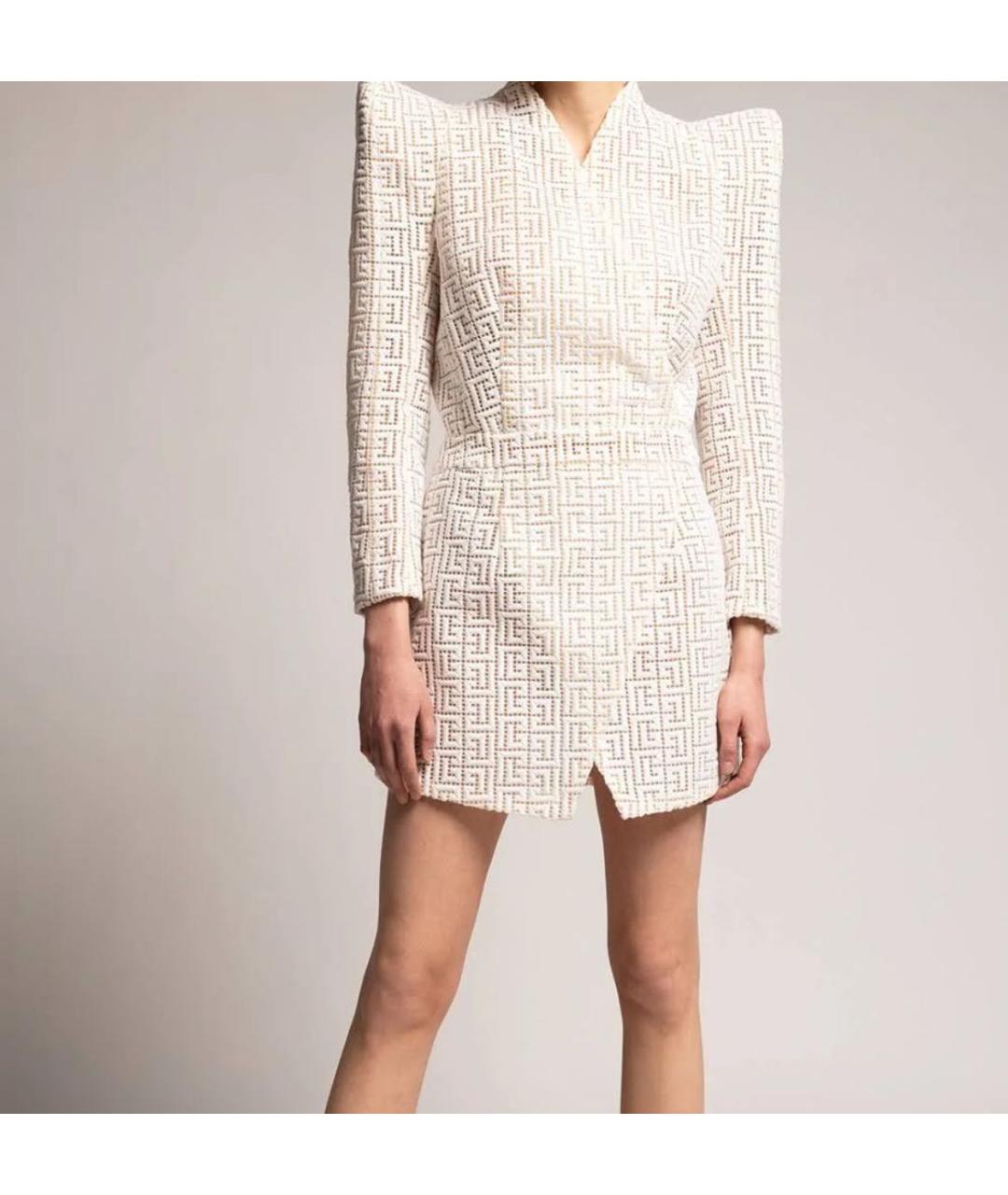 BALMAIN Белое шифоновое коктейльное платье, фото 8