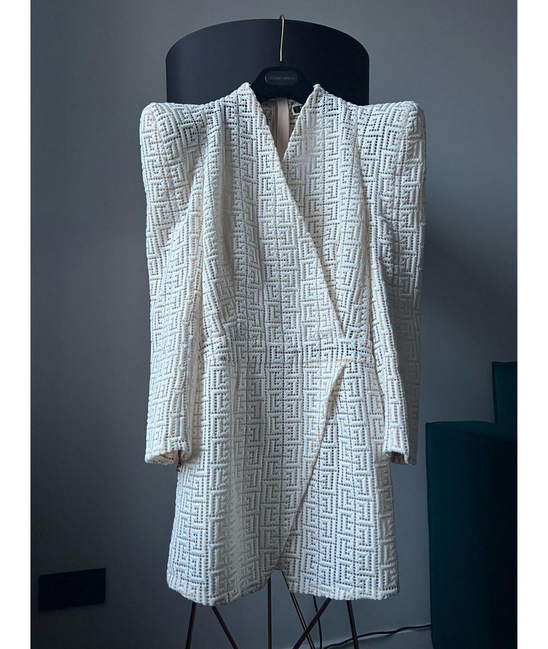 BALMAIN Белое шифоновое коктейльное платье, фото 2