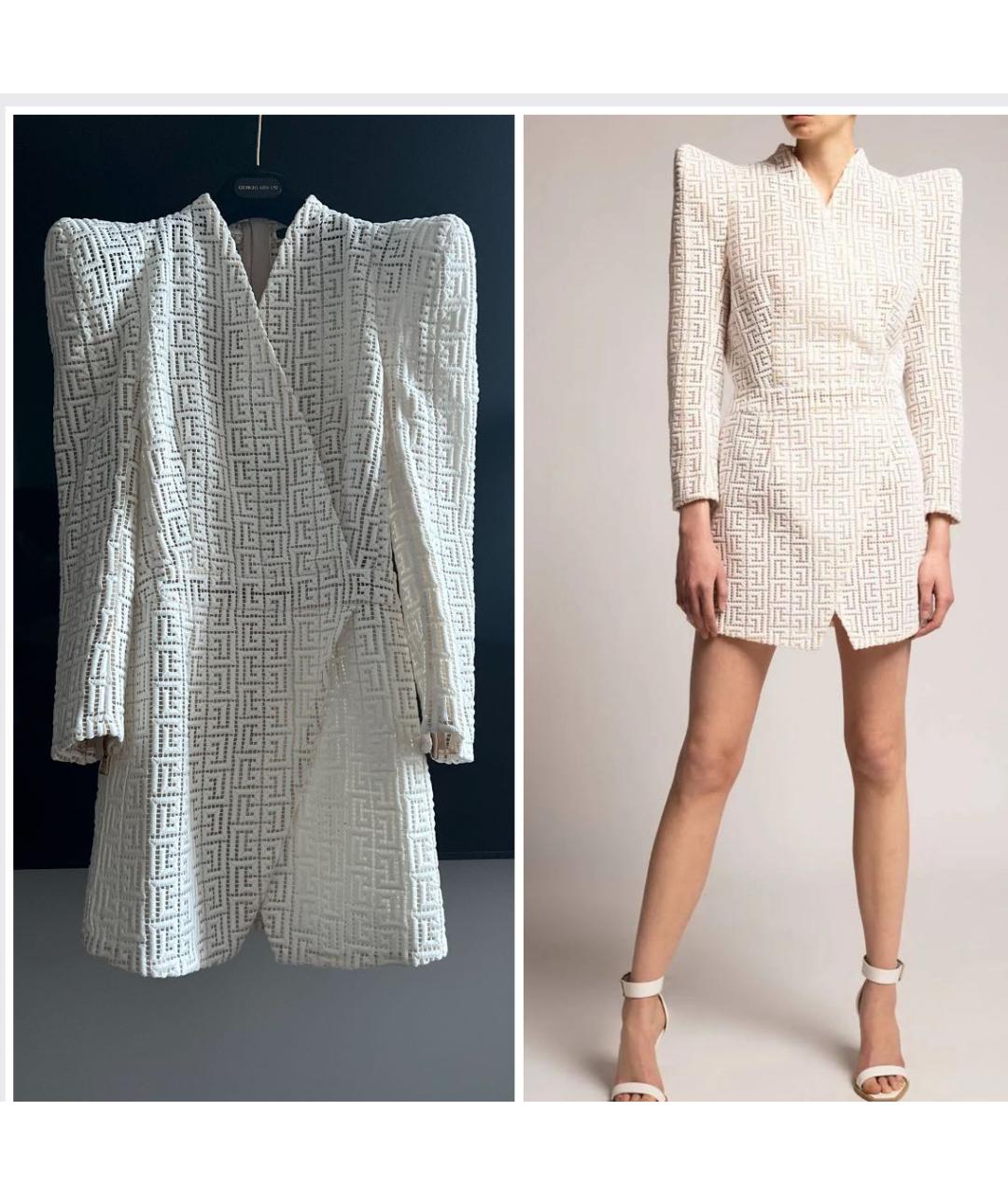 BALMAIN Белое шифоновое коктейльное платье, фото 7