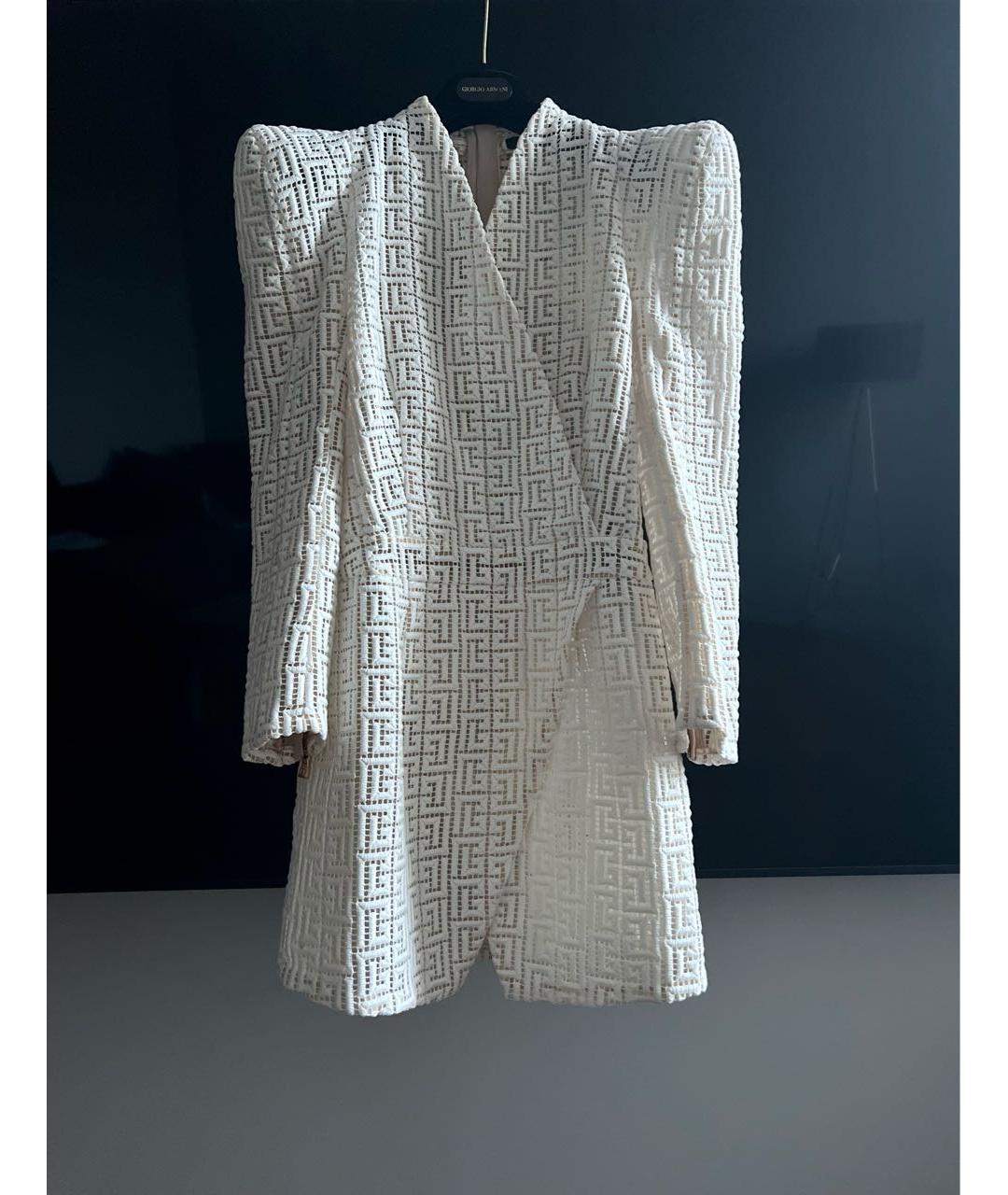 BALMAIN Белое шифоновое коктейльное платье, фото 3