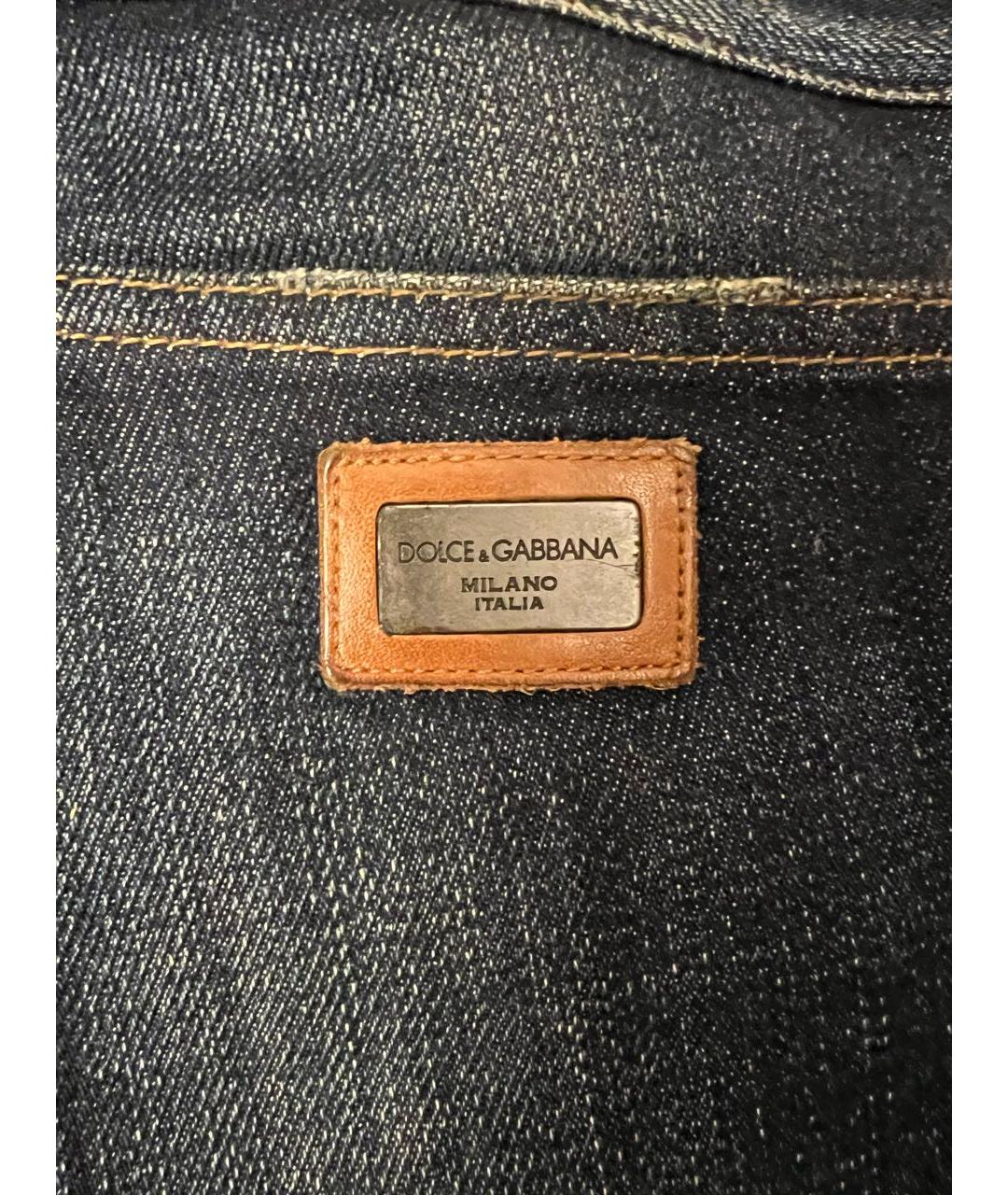 DOLCE&GABBANA Темно-синие хлопковые джинсы скинни, фото 4