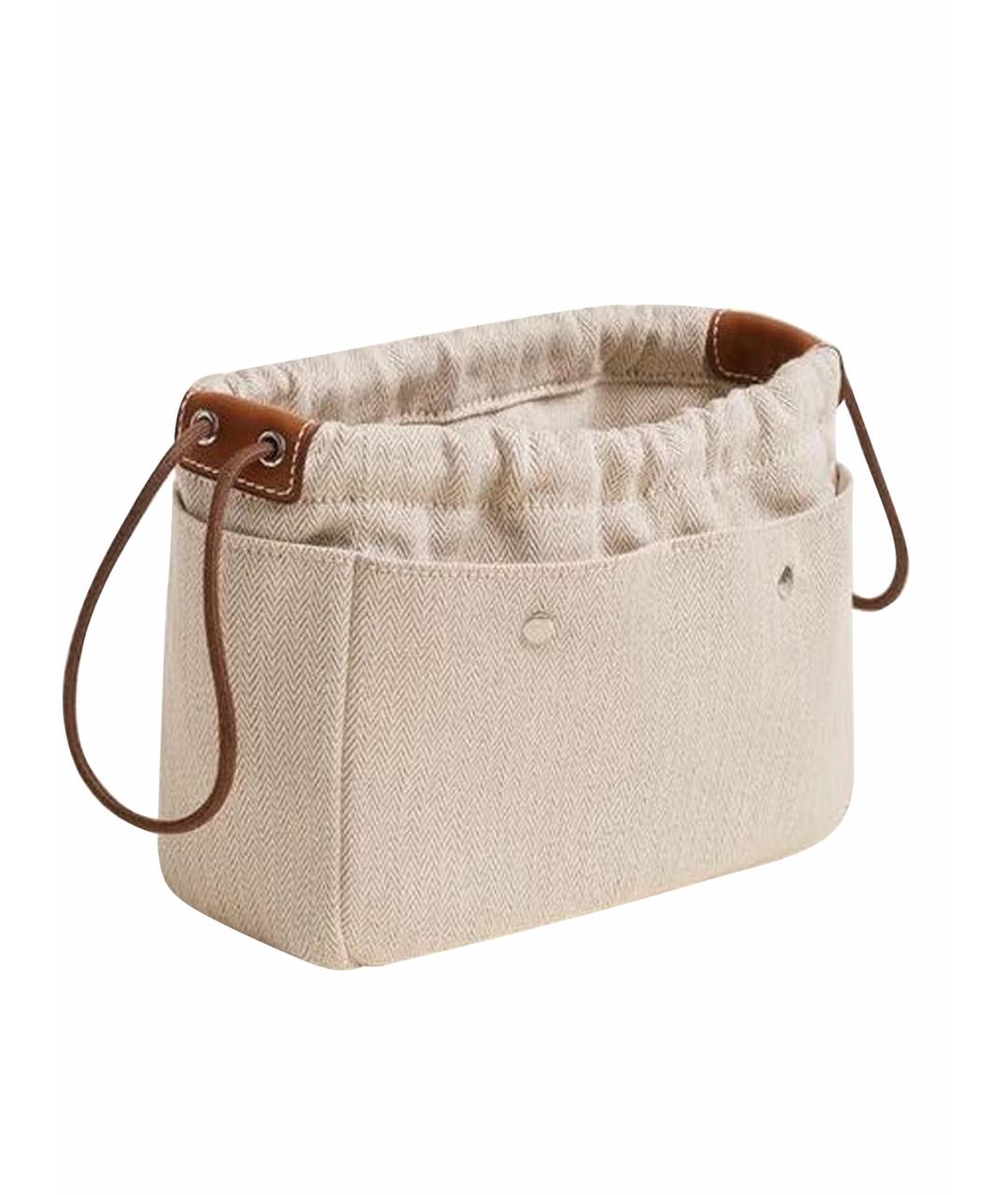 HERMES Бежевая тканевая косметичка, фото 1