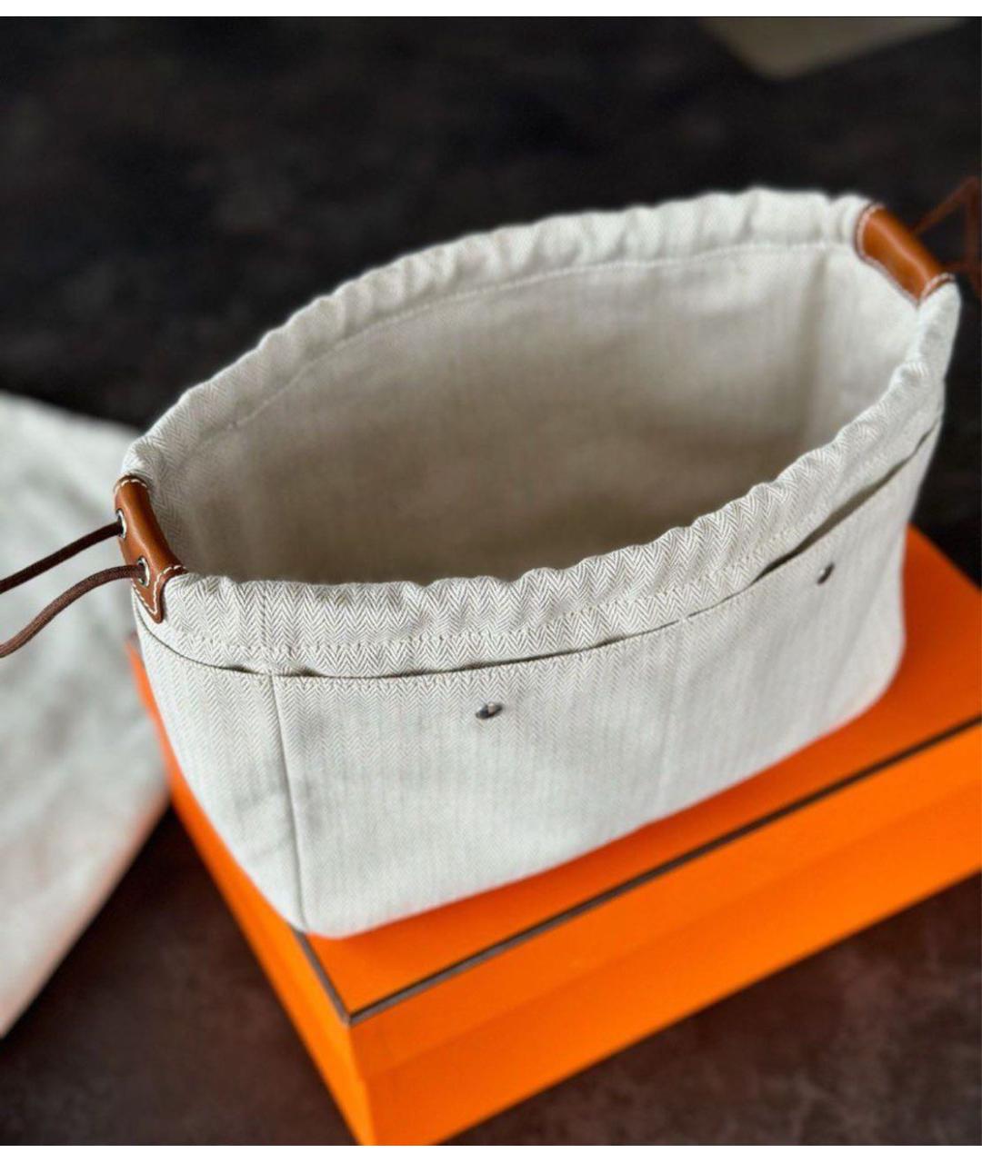 HERMES Бежевая тканевая косметичка, фото 3