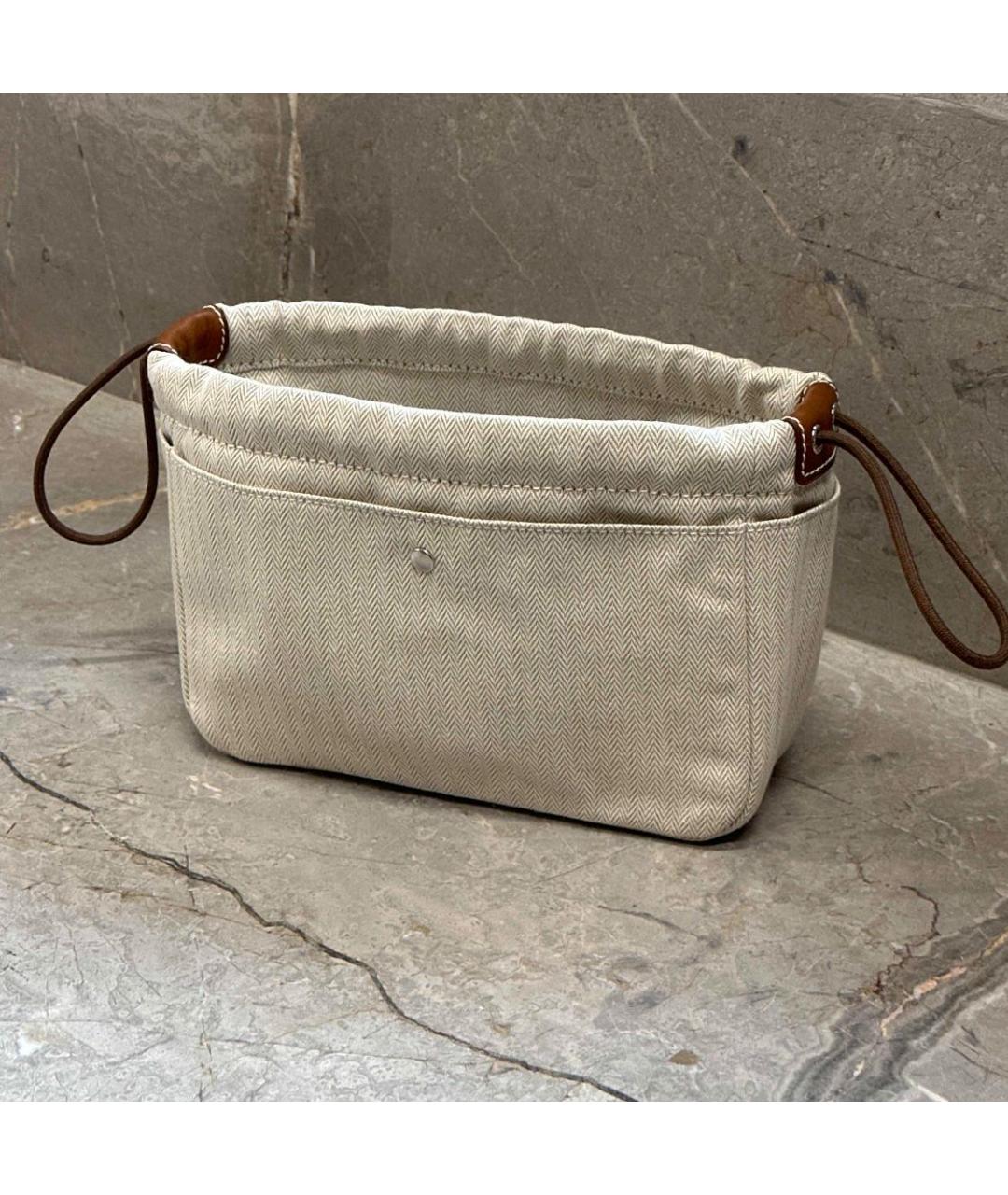 HERMES Бежевая тканевая косметичка, фото 2