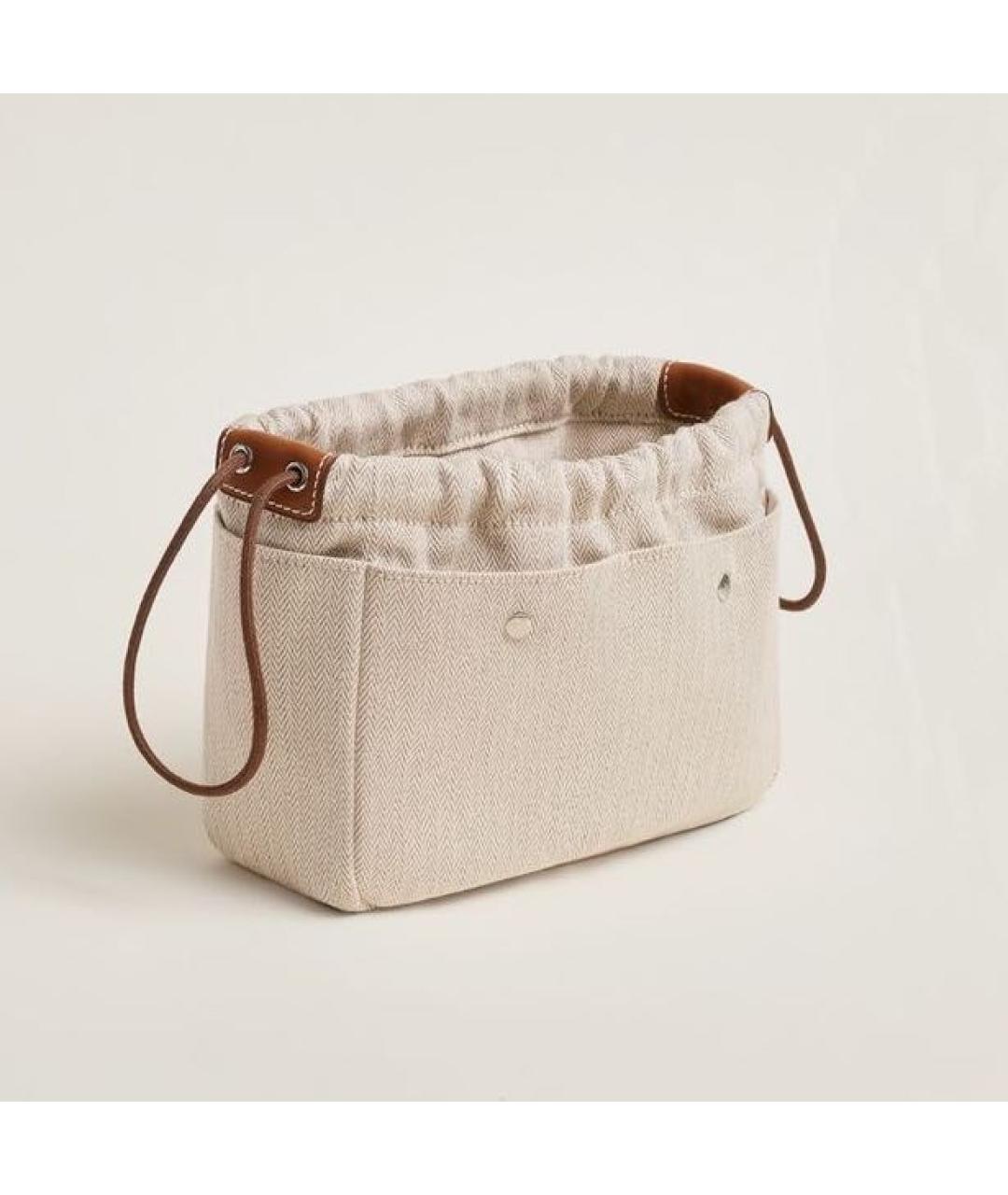 HERMES Бежевая тканевая косметичка, фото 6