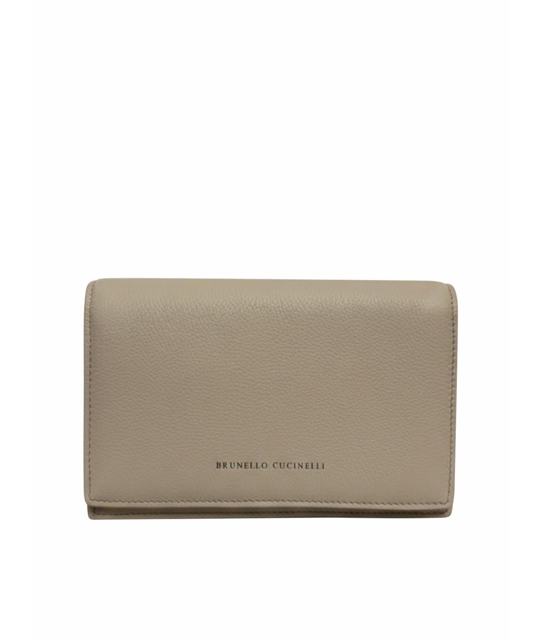 BRUNELLO CUCINELLI Бежевая кожаная сумка через плечо, фото 1