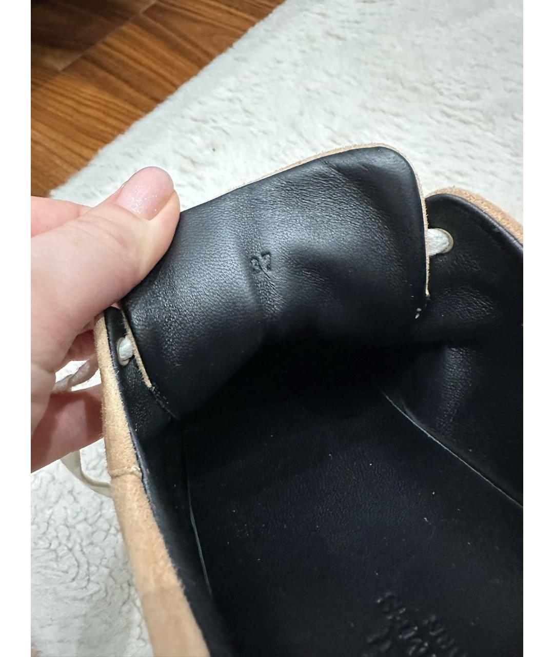 HERMES Бежевые замшевые кроссовки, фото 8