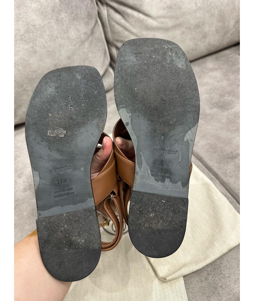 HERMES Коричневые сандалии, фото 6