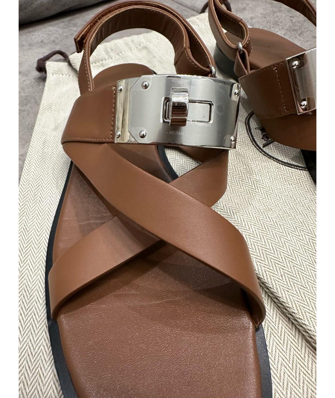 HERMES Коричневые сандалии, фото 3