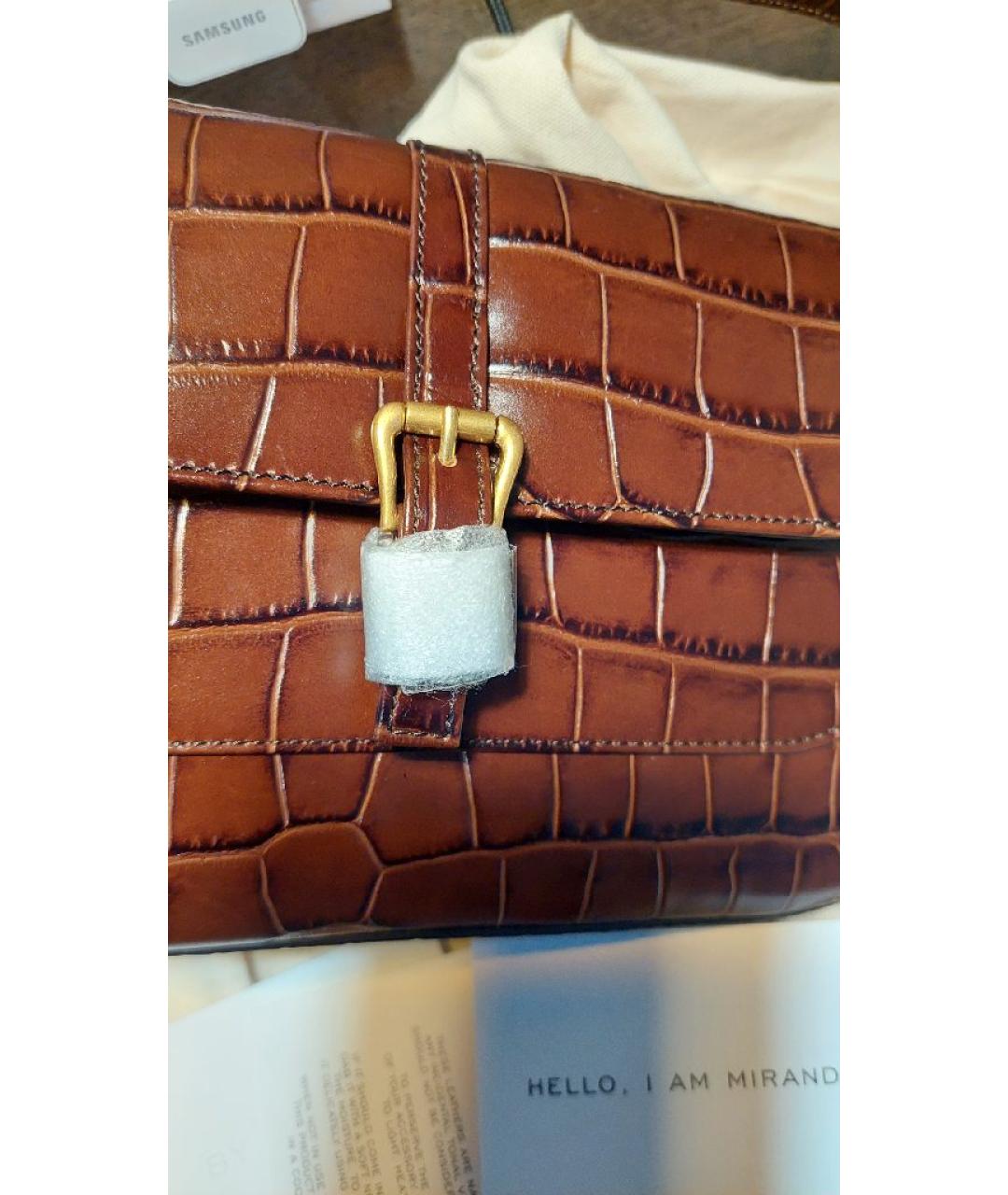 BY FAR Коричневая кожаная сумка с короткими ручками, фото 3