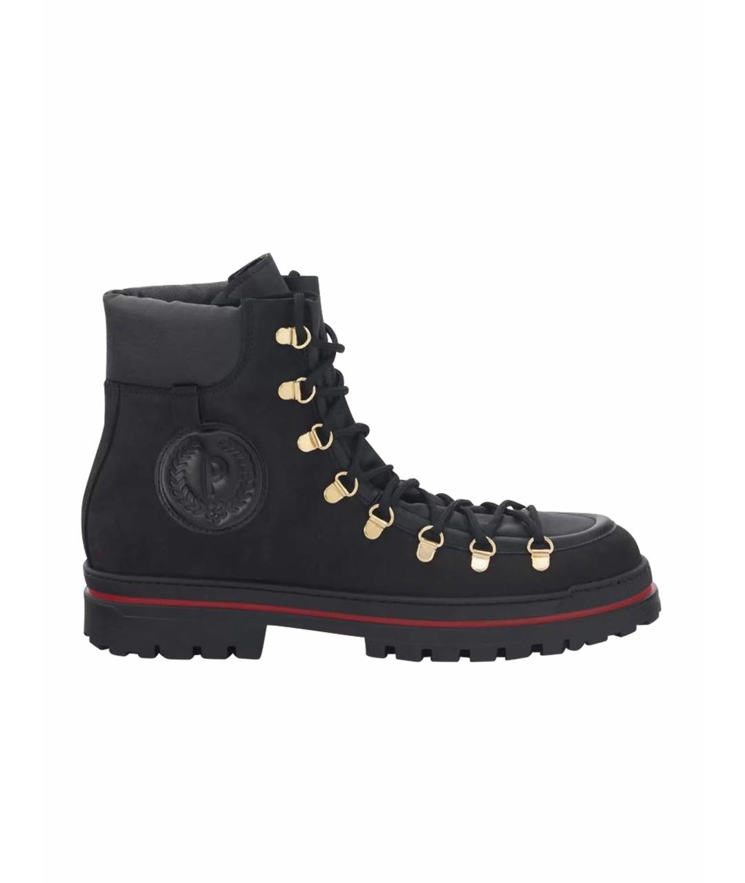 POLLINI Черные нубуковые ботинки, фото 1