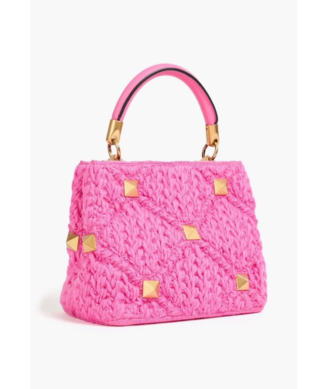 VALENTINO Розовая шерстяная сумка с короткими ручками, фото 3