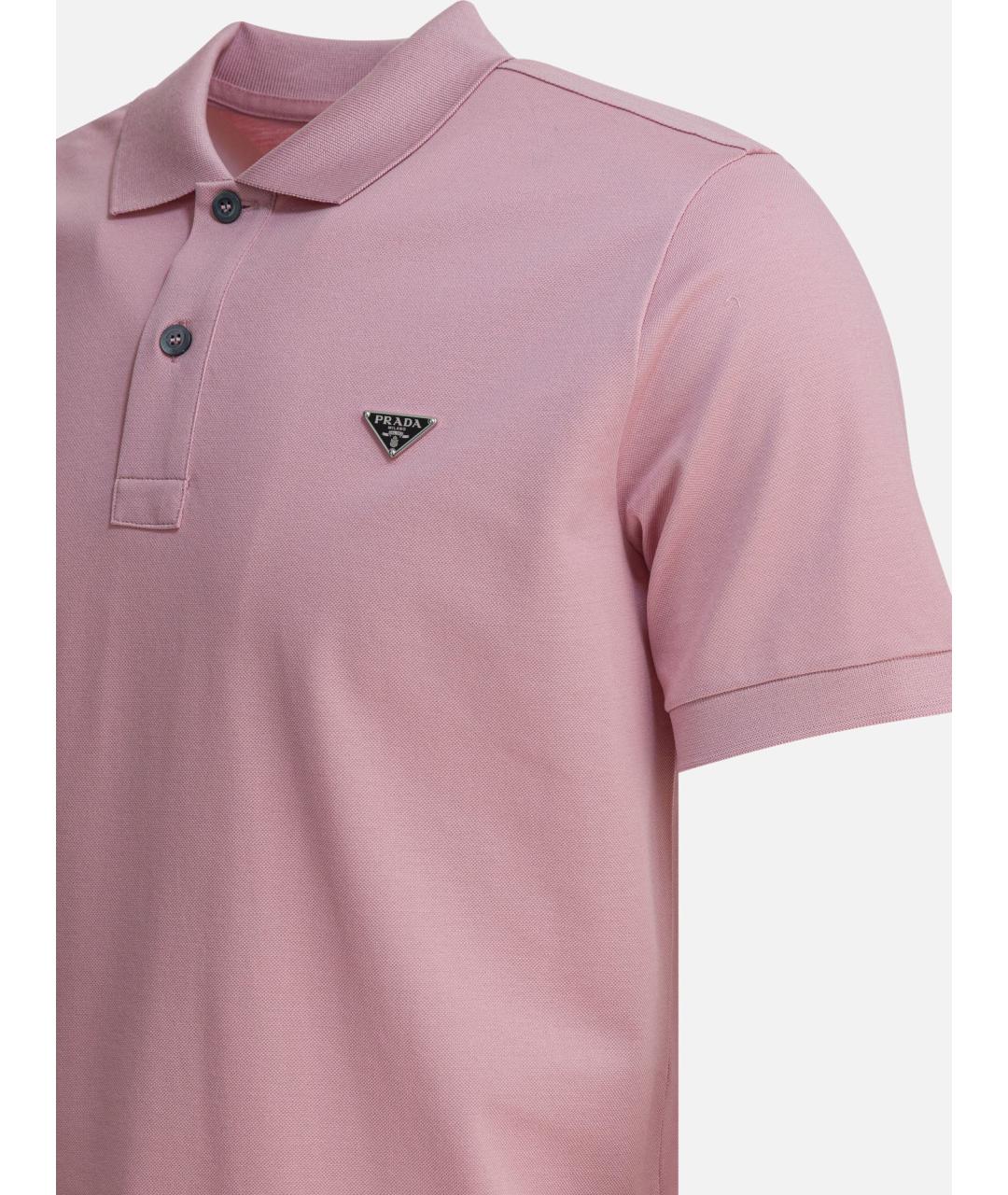 PRADA Розовое хлопковое поло с коротким рукавом, фото 4