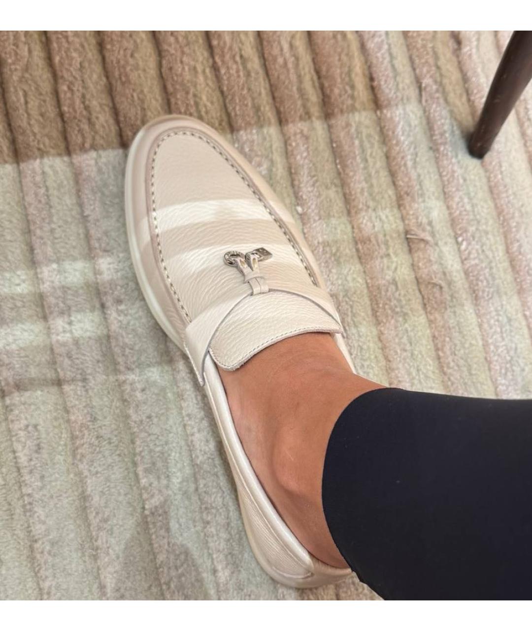 LORO PIANA Бежевые кожаные лоферы, фото 3