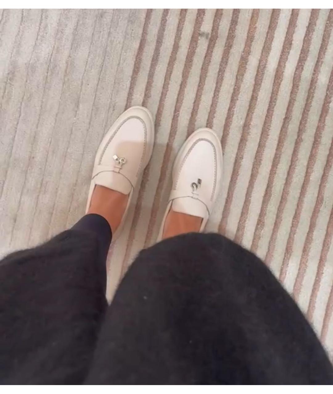 LORO PIANA Бежевые кожаные лоферы, фото 4