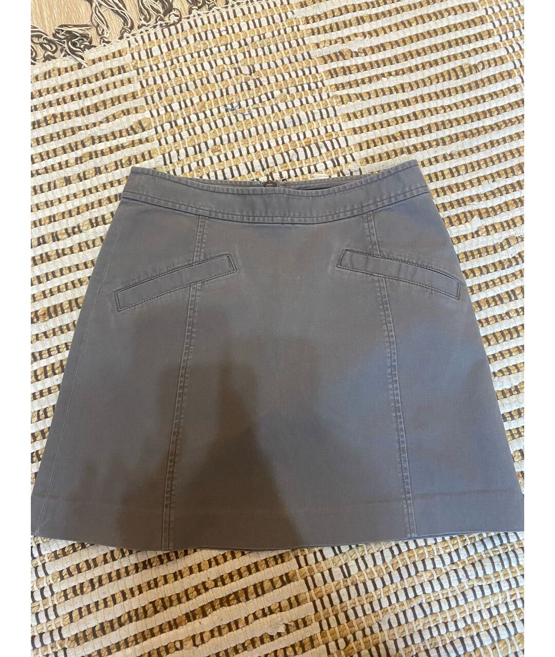 ARMANI EXCHANGE Серая хлопко-эластановая юбка мини, фото 4