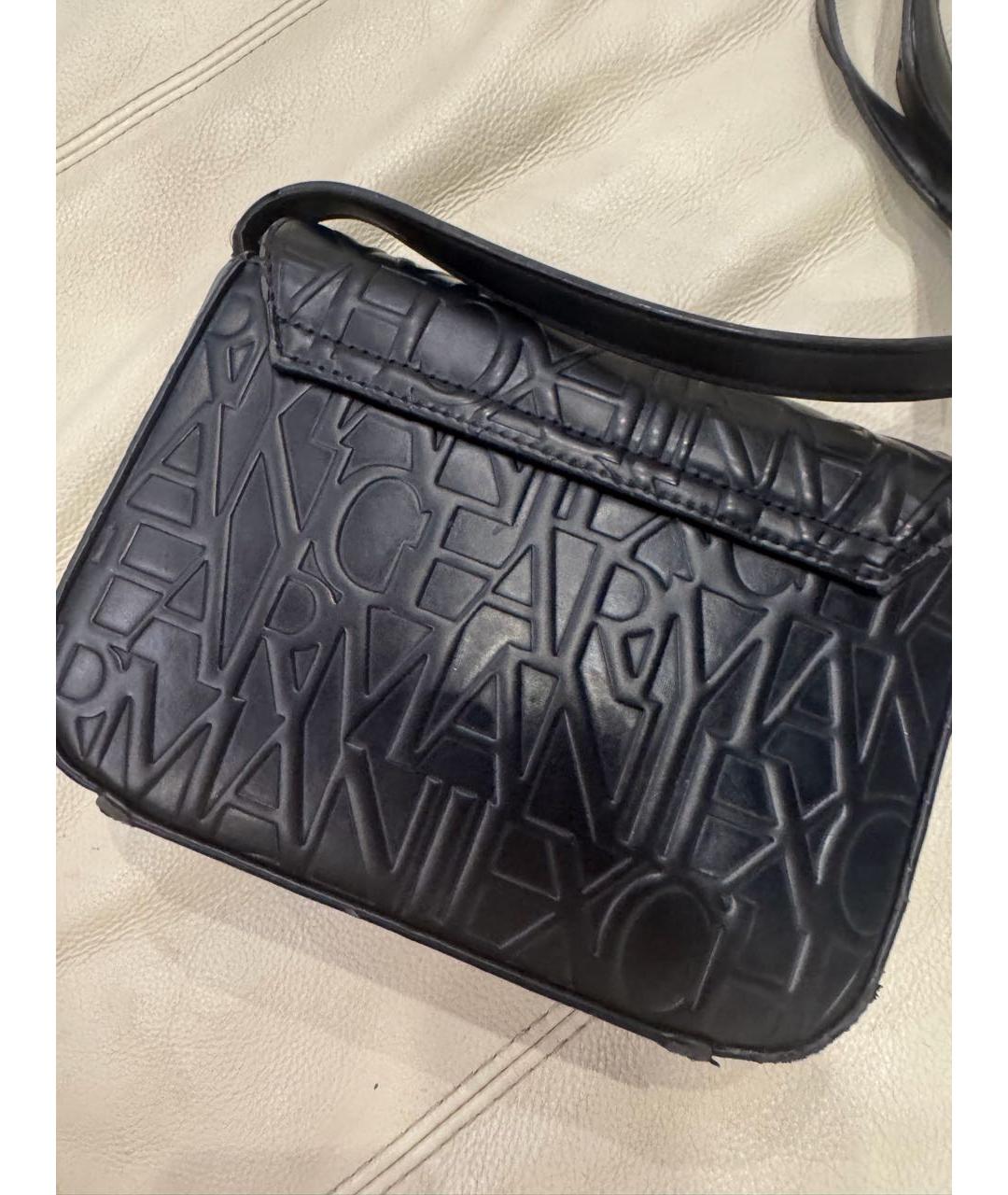 ARMANI JEANS Черная кожаная сумка через плечо, фото 2